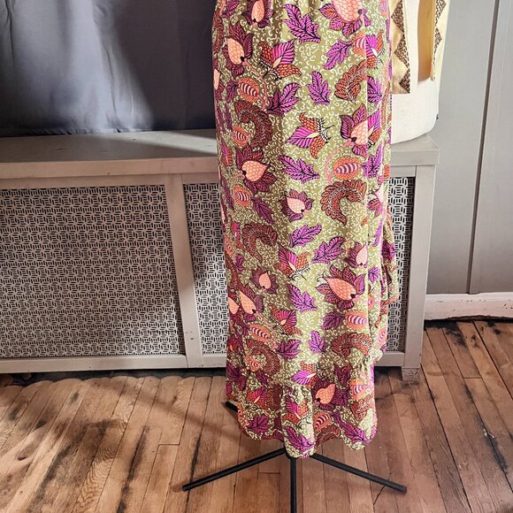 Status by Chenault Green Floral High Low Ruffled Maxi Skirt. Size Small - Picture 2 of 8